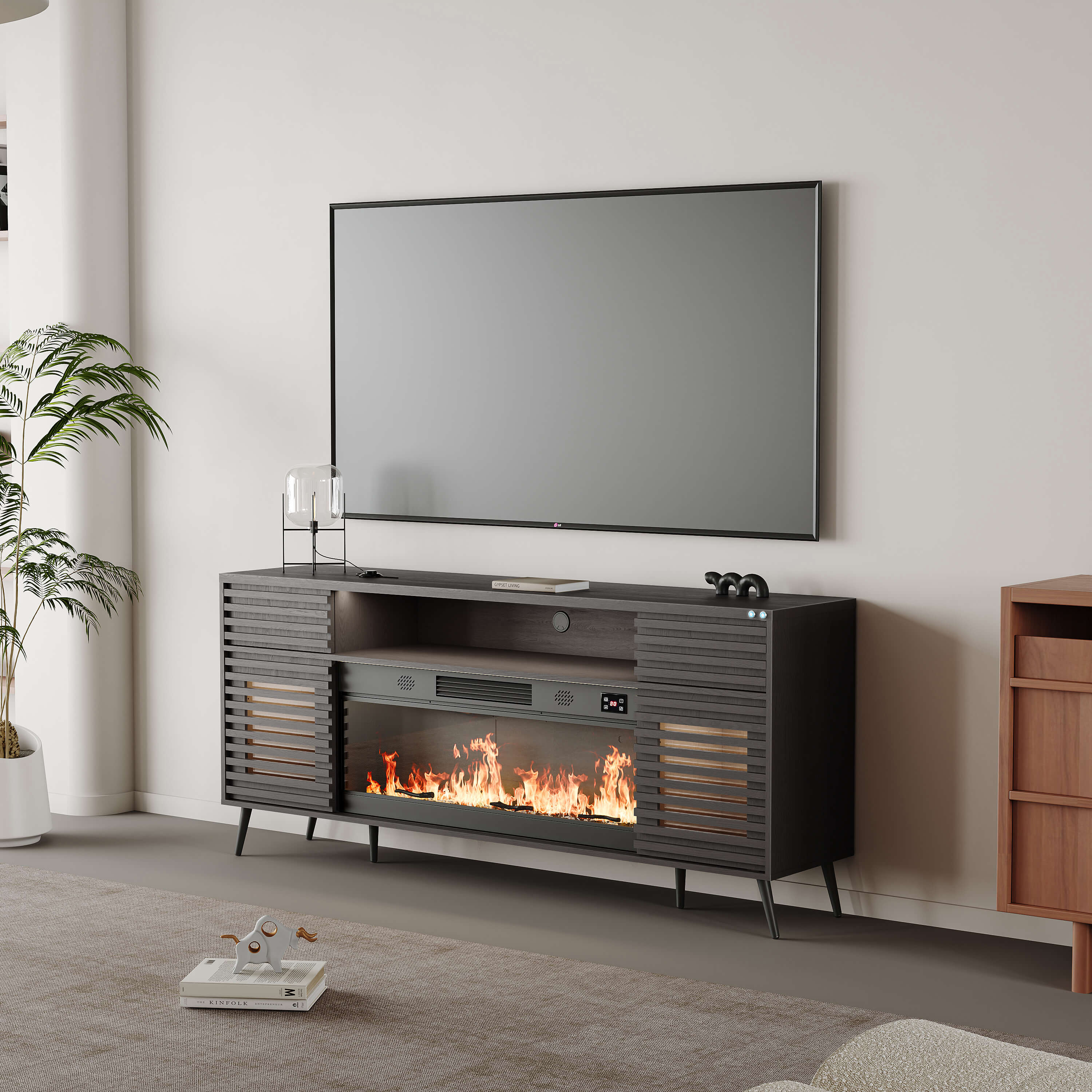 SITA Fully Assembled 180CM TV Stand with Electric Fireplace