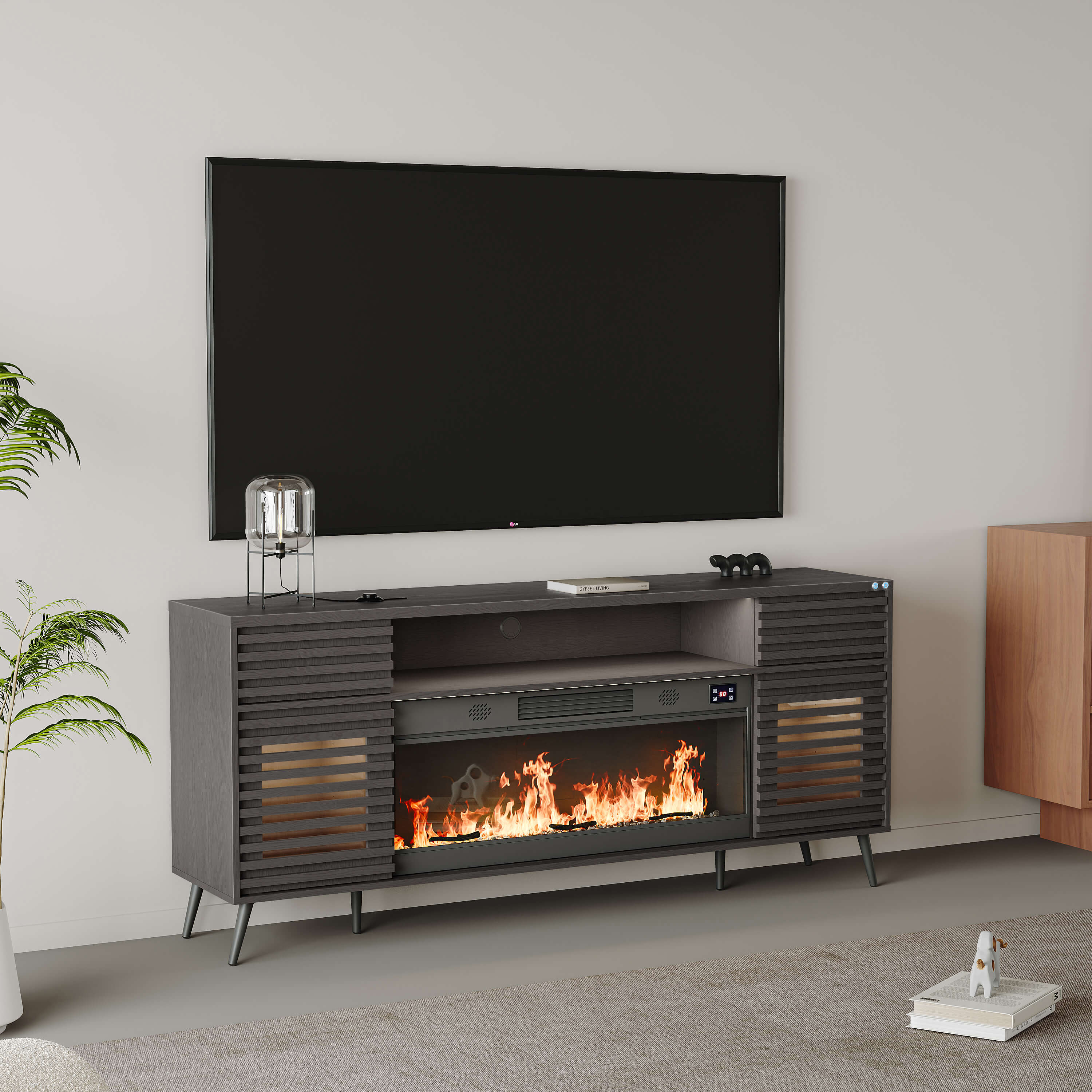 SITA Fully Assembled 180CM TV Stand with Electric Fireplace