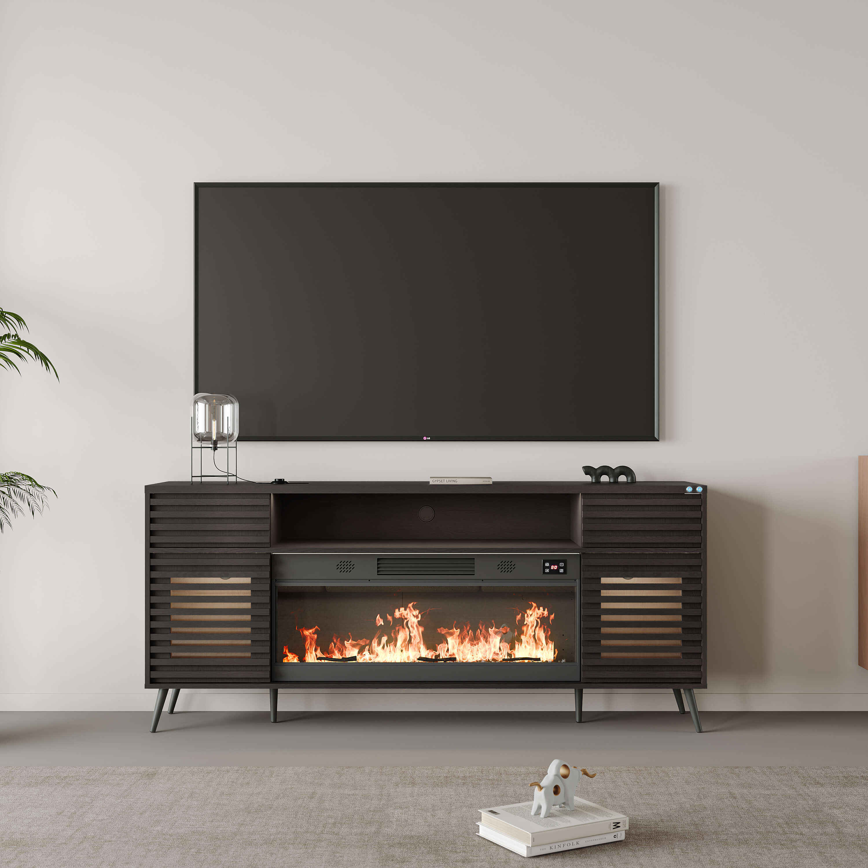 SITA Fully Assembled 180CM TV Stand with Electric Fireplace