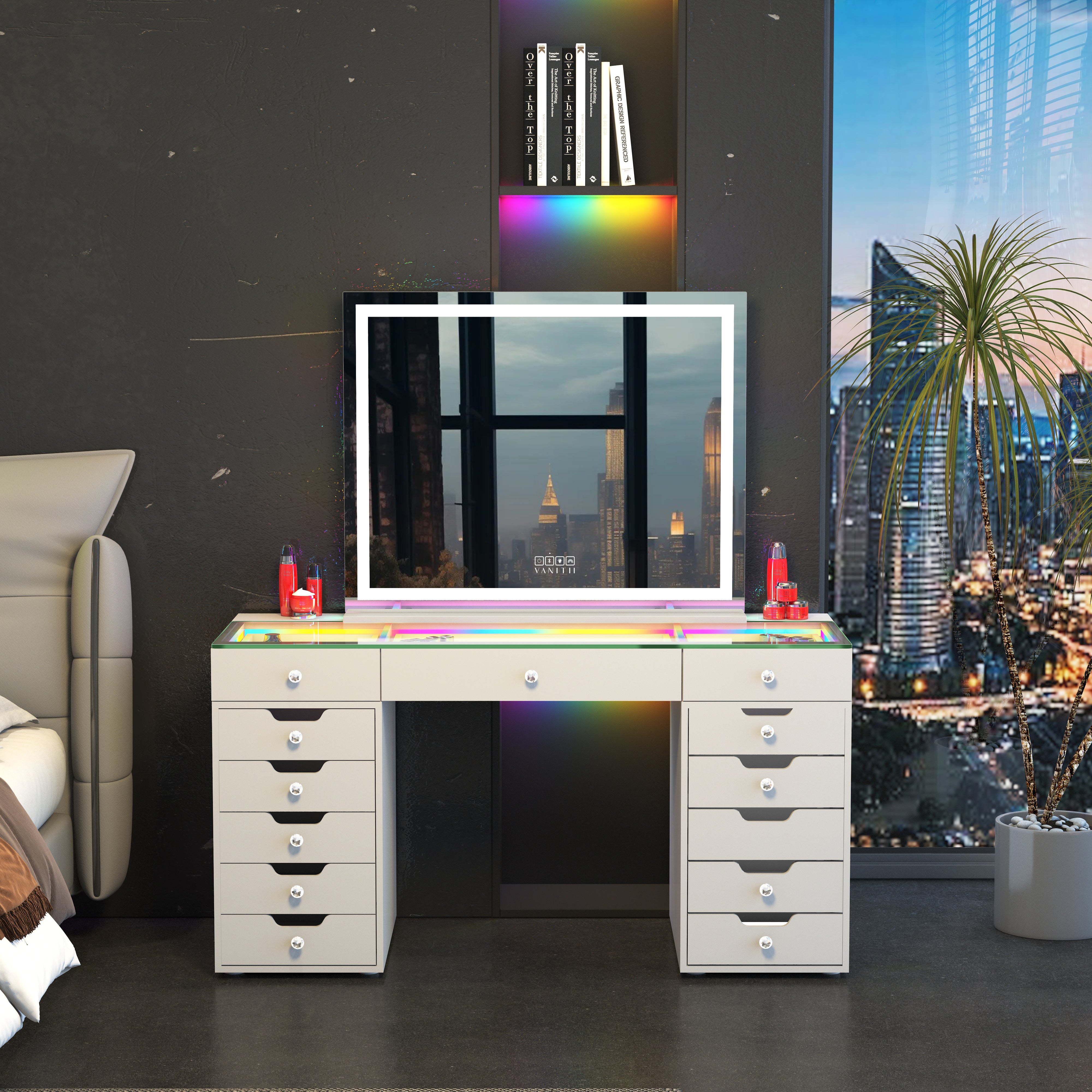 VANITII Hollywood Vanity Mirror with RGB and Bluetooth Speaker- Led Light Strip
