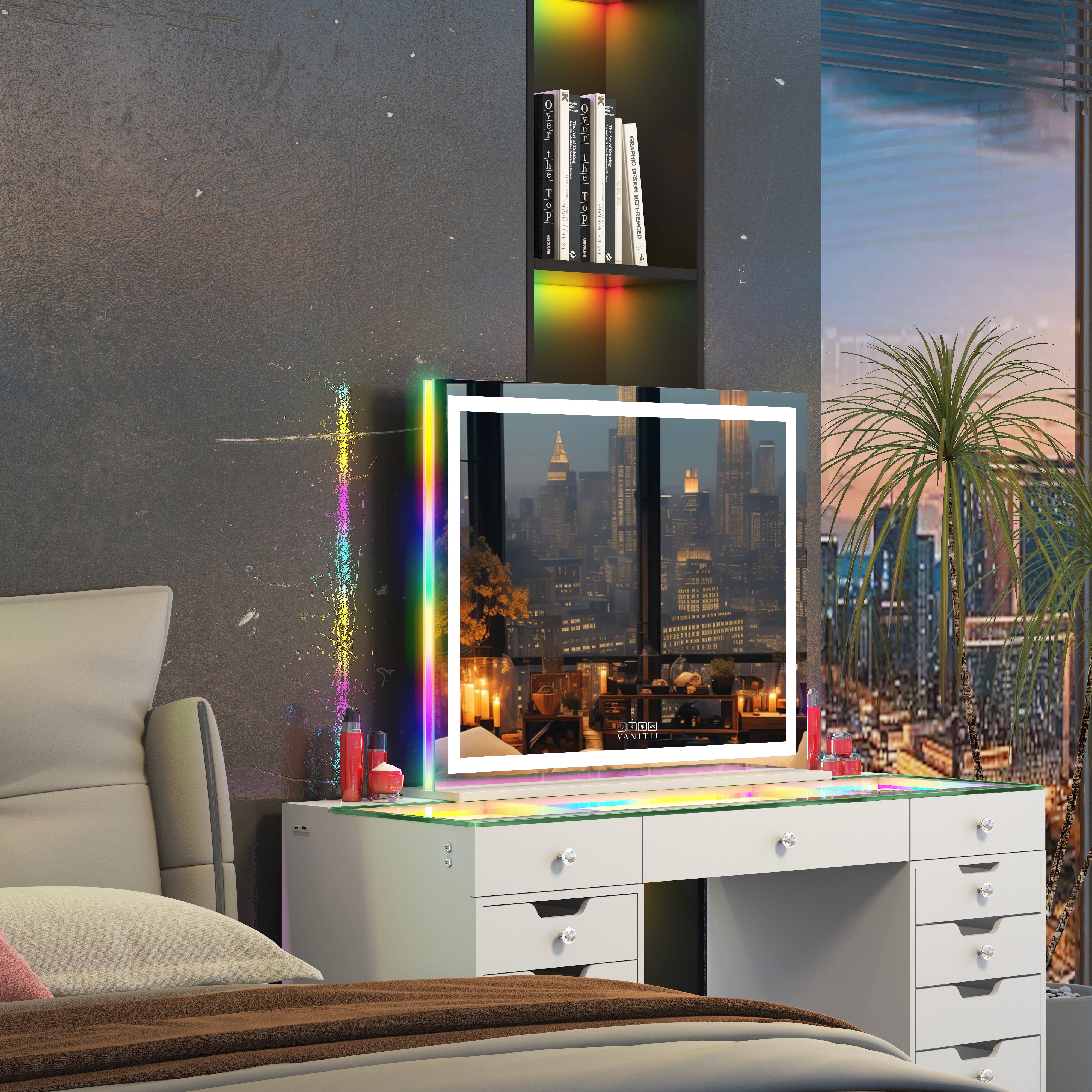 VANITII Hollywood Vanity Mirror with RGB and Bluetooth Speaker- Led Light Strip