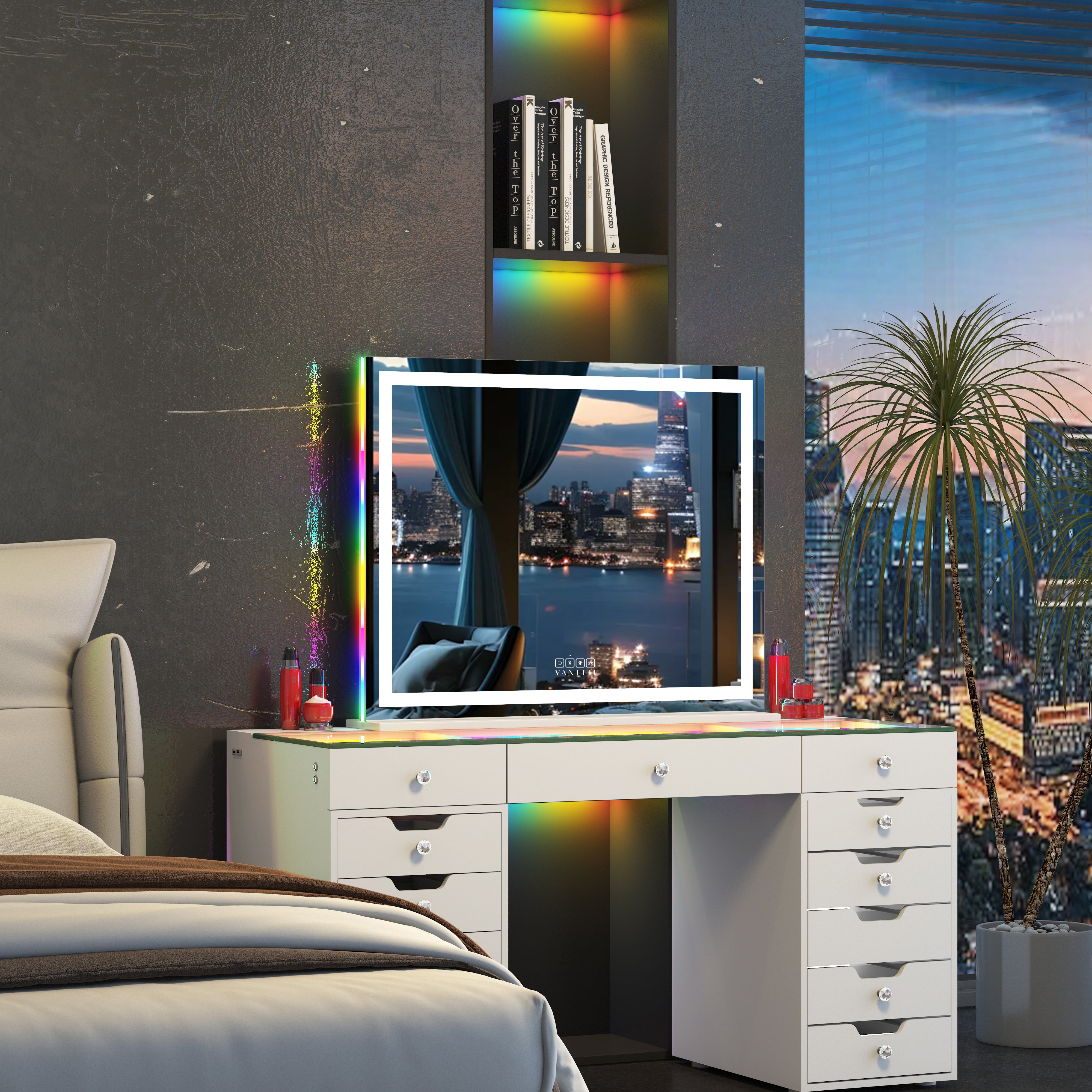 VANITII Hollywood Vanity Mirror with RGB and Bluetooth Speaker- Led Light Strip