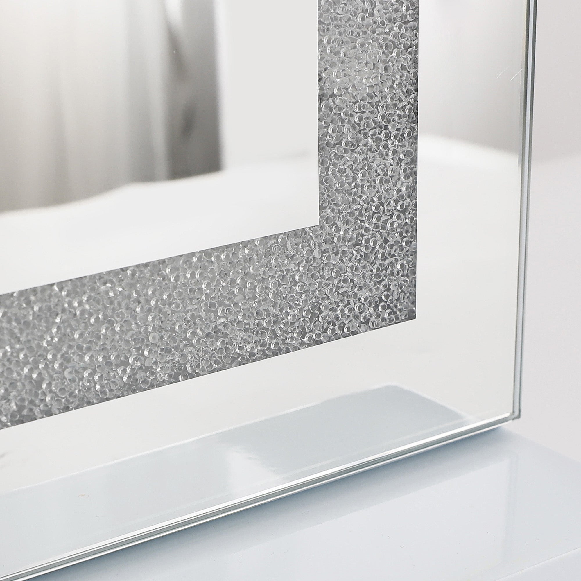 Close-up of the details of mirror with high lumen crystal light strip.