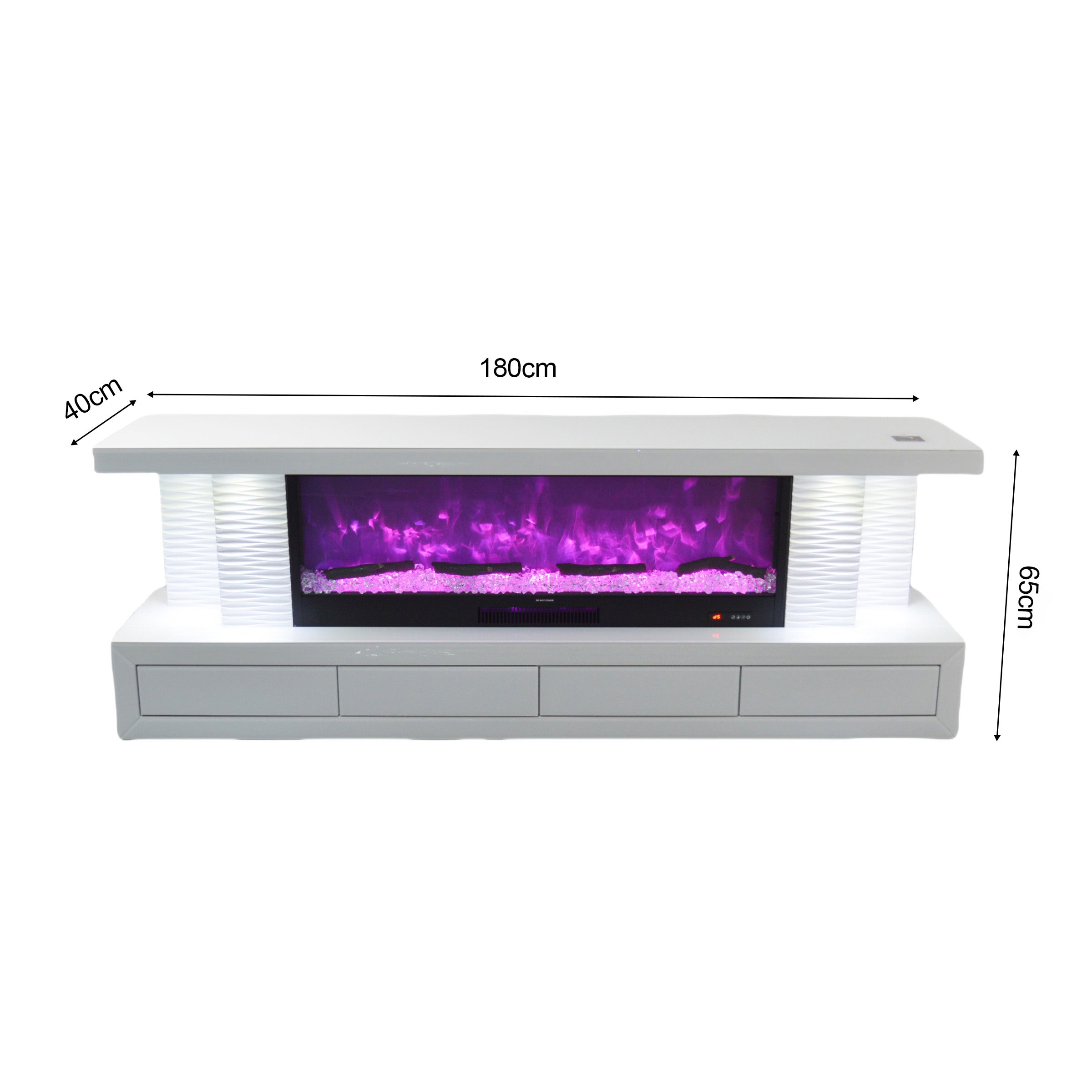 VANITII TV Stand LED Mirrored Fireplace