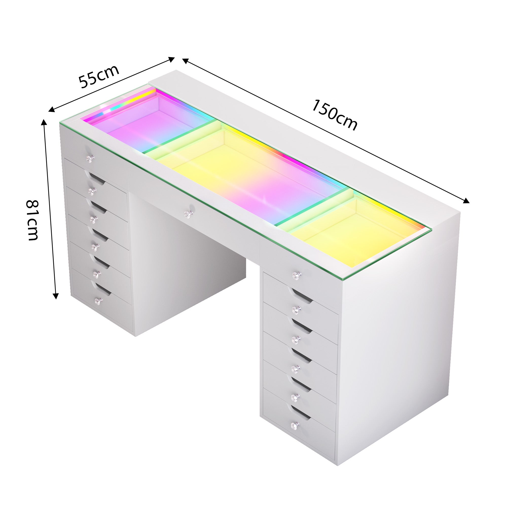 VANITII Eva-RGB Vanity Desk Pro - 13 Storage Drawers