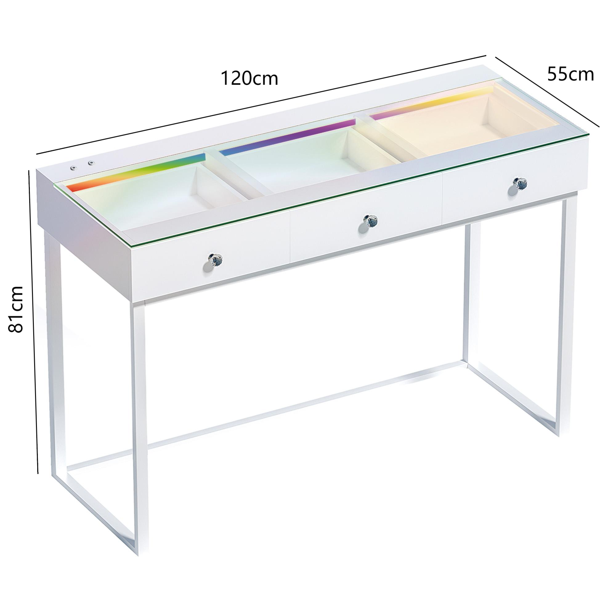 VANITII Billie 3 Storage Drawers Vanity Desk with RGB