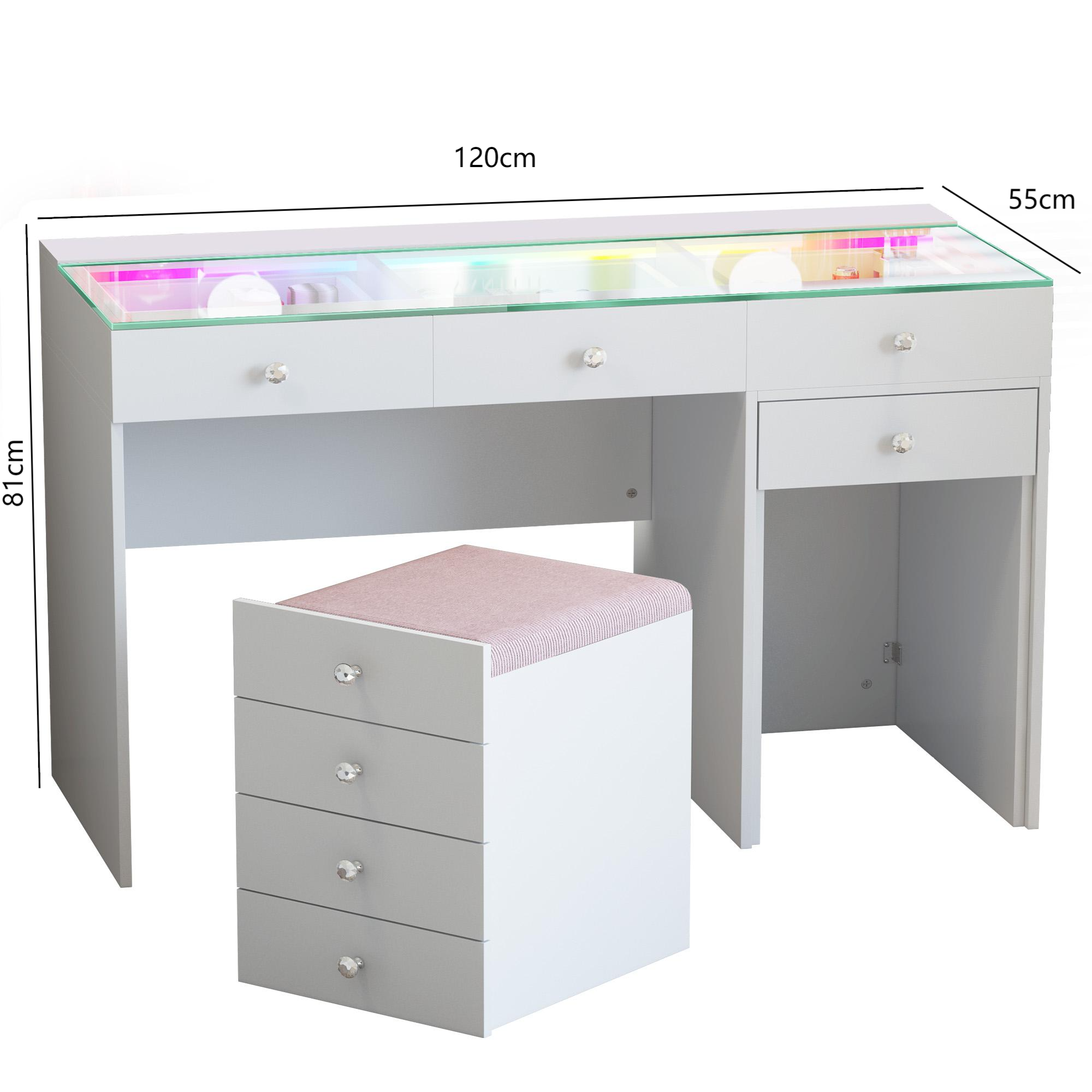 New Release ! VANITII Diana 8 Drawers Vanity Desk Includes a Soft Hidden Stool With Storage Space